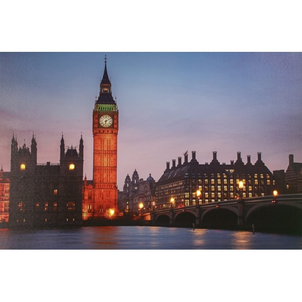 JANDEI - Pittura di paesaggi a LED con interruttore (London Big Ben, 60 * 40 * 1.8) 2 batterie AA