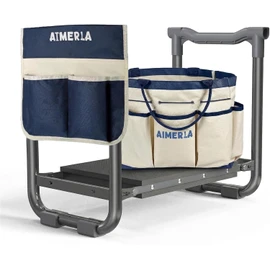 Aimerla Foldable Garden Kneeler Seat Heavy Duty [Upgraded Widened Thick Kneeling Pad] Garden Stool with Large Garden Tool Bags with Pockets - Portable Garden Bench Gardening Gifts for Parents