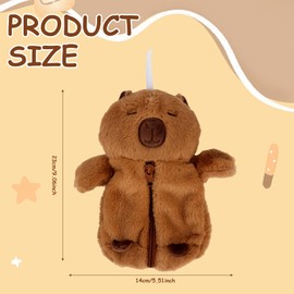 TIVUNORON Capybara Plush Pencil Case, Cute Capybara Pen Holder, Plush Stationery Pencil Case, Pencil Case, Ideal for Office and Home, Gift Idea for Children and Adults, brown, briefcase