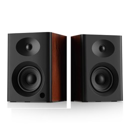 NSY Audio Bookshelf Speakers with Deep Bass, 80W Peak Output HiFi Gaming Computer Speakers, 4" Desktop Audio System for Home Office PC, Laptop, Turntable, Pair, Walnut