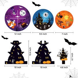 HIENAJ Soporte para Cupcakes de Halloween, Soporte de Cartón de 3 Niveles para Cupcakes, Soporte para Fiestas Temáticas de Terror, Cumpleaños, Fiestas de Halloween, Suministros para Casas Embrujadas,