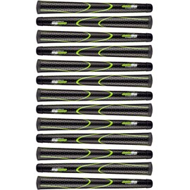 JumboMax Pack of 13 Tour Series Golf Grips - Black with Lime Green Trim Std Oversize (SO) (+ 1/16)