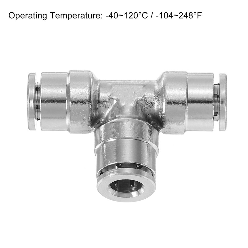 uxcell 6mm OD Tee Push to Connect Tube Fittings Nickle-Plated