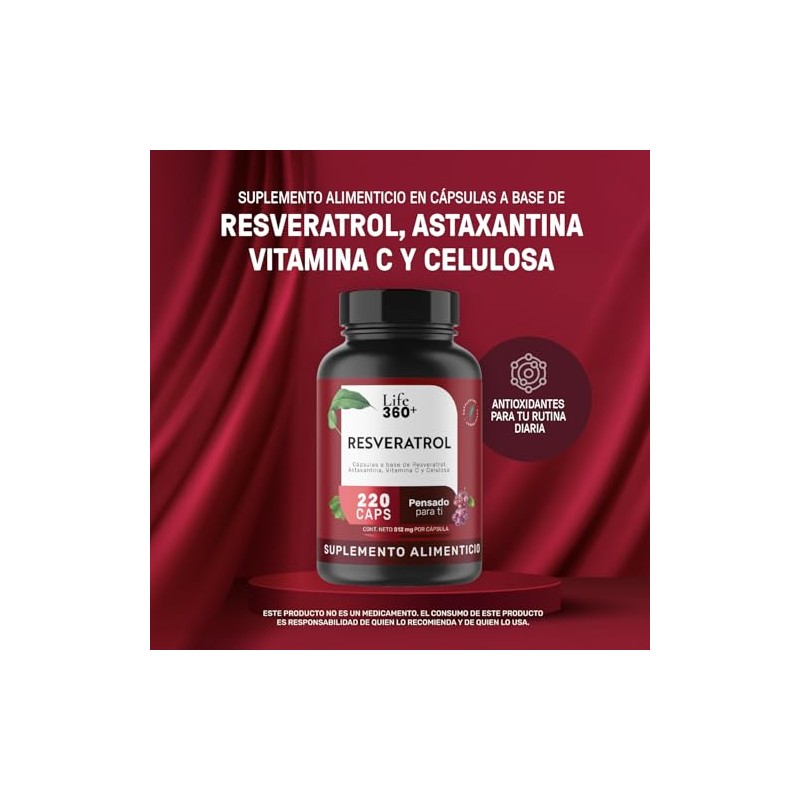 LIFE 360+ Resveratrol | Antioxidante | 220 cápsulas | 1024mg
