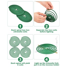 Citronella Incense Coil - Each Coil Could Last for 8 Hours- Suitable for Outdoor Camping, Patio, Hiking,etc (2 Pack Contains 20 coils & 2 Coils Stands)