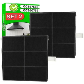 2 pieces activated carbon filter cooker hood 225 x 230 x 22 mm with original code 00360732 DHZ5186 LZ51851 Z5116X1 for Bosch for Balay for Siemens for Neff AA260112 for Gaggenau - ONIX TECH