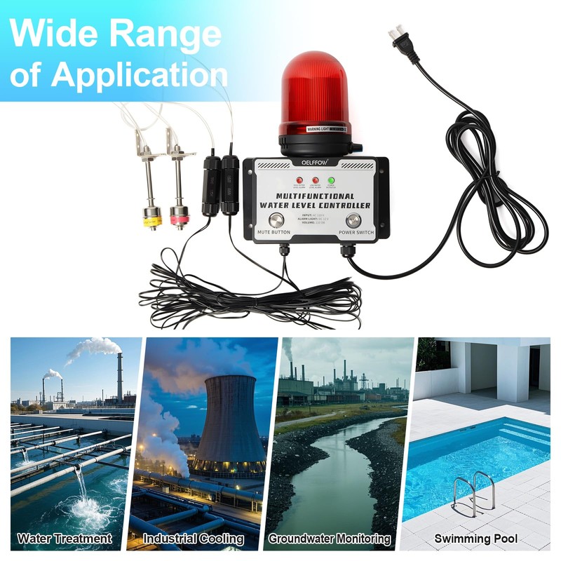 110 VAC High/Low Water Level Sensor Detector Alarm, Water Level