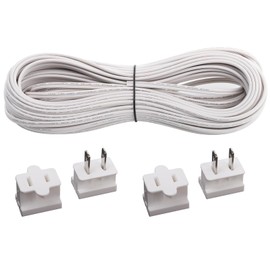 Erlandens SPT-2W Electrical Wire 18/2 Zip Cord with 20 Plugs, Copper Stranded 18 Gauge 2 Conductor Extension Wire Flexible Outdoor LED Landscape Lighting Lamp Wire, White 250FT