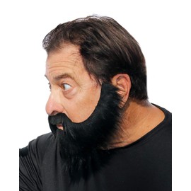 Full Beard with Mustache and Soul Patch, Realistic Looking, Long False Costume Beard with Self Adhesive (Black)