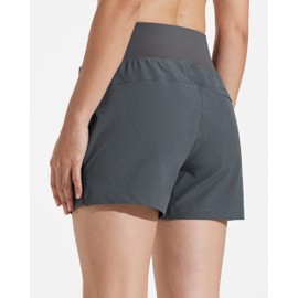 Libin Women's 4" High Waist Athletic Golf Shorts Quick Dry Hiking Shorts Lightweight Summer Active Outdoor Travel Shorts, Gray XS