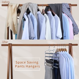 TOPIA HANGER Pants Hangers Space Saving, 3-Pack Swing Arm Pants Organizer for Closet, Non-Slip Foam Padded Organizer Hanger for Multi Slacks, Jeans, Trousers, Skirts, Scarfs (Grey)-CT27G