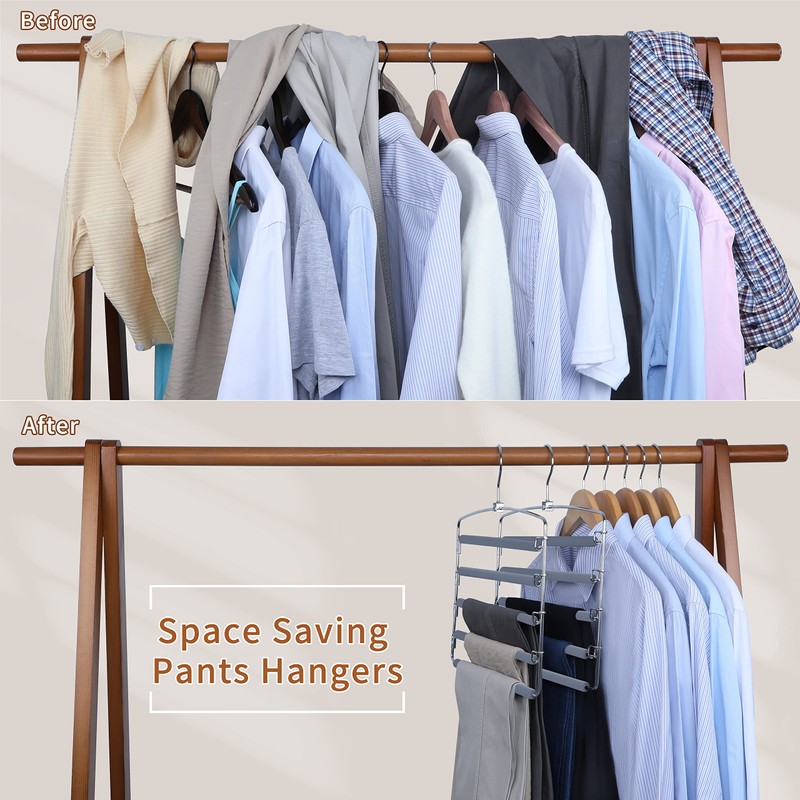 TOPIA HANGER Pants Hangers Space Saving, 3-Pack Swing Arm Pants