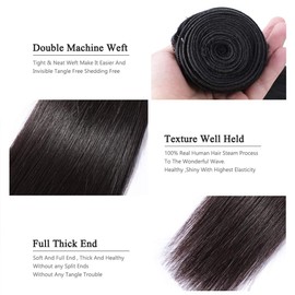 Real Hair Wefts for Sewing Straight Human Hair Bundles Sew-In Bundles Human Hair Brazilian Hair 3 Bundles Human Hair Brazilian Natural Colour Real Hair Wefts for Sewing 10 12 14 Inches