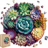 Wooden Puzzles,Succulent World Jigsaw Puzzles,Unique Shaped Wooden Puzzle for Adults