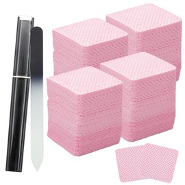 VEGCOO 1200 Stück Nagellackentferner Pads Nail Reinigungstücher mit 1 Schwarze Nagelfeile Extra Große Menge Schnell Entfernende Reinigungstücher Nagelpflege Set für Salon Zuhause (Rosa)