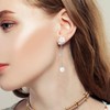 Silver Pearl Flower Dangle Earrings, Dainty Long Chain Dangle Pearl