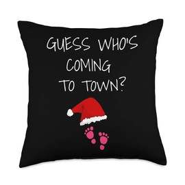Guess Who's Coming To Town Christmas Pregnancy Mom Guess Who's Coming to Town Christmas Pregnancy It's A Girl Throw Pillow, 18x18, Multicolor