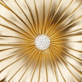 EUCIOR Gold Throw Pillows,Circular Pillow,Pumpkin Pleated Handmade Throw Pillows,Gold Pillows,Smooth Metallic Leather Decorative Pillows for Home Decor Bedroom Living Room Couch Bed Sofa