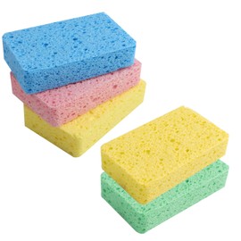 Large Cellulose Sponges, Kitchen Sponges for Dish, 1.2" Thick Heavy Duty Non-Scratch Scrub Sponges for Dishes,and Bathroom Cleaning, Biodegradable, 5-Pack with Reusable