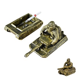 Ashtray with Lid Cool Tank and Gorilla Shape Hallway Keys Holder Resin Ashtrays Decoration for Indoor Outdoor use