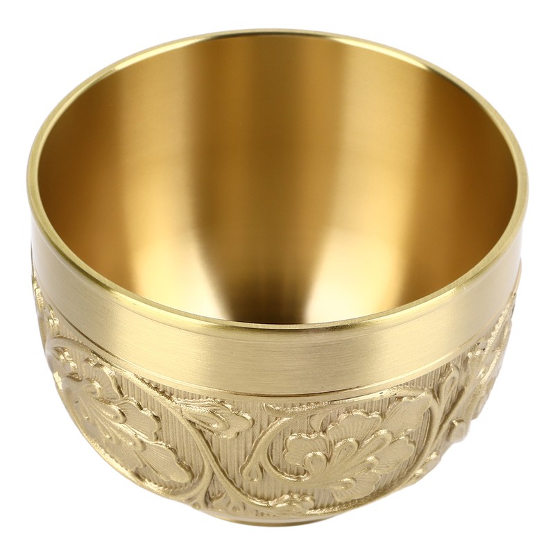 Brass Tea Cup Exquisite Embossed Patterns Retro European Small Coffee