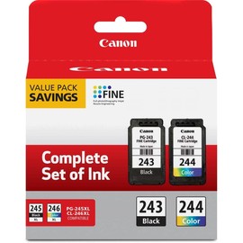 Canon 2 Pack Ink Package with PG-243 Black, CL-244 Color Ink Cartridge, 245