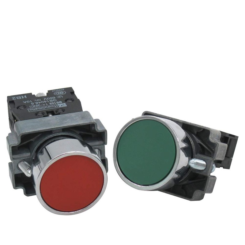mxuteuk 2pcs 22mm Momentary Push Button Switch SPST Red (1