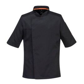 Portwest C738 Men's Professional Chef's Jacket with Air Stitches, Black, L