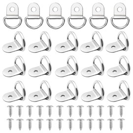 AISHOW Pack of 20 Lashing Eyelets Stainless Steel D Ring Hook Assembly Ring Lashing Rings for Trailers Assembly Lashing Rings with 20 Screws for Loads Securing in Cars, Kayaks and Trailers