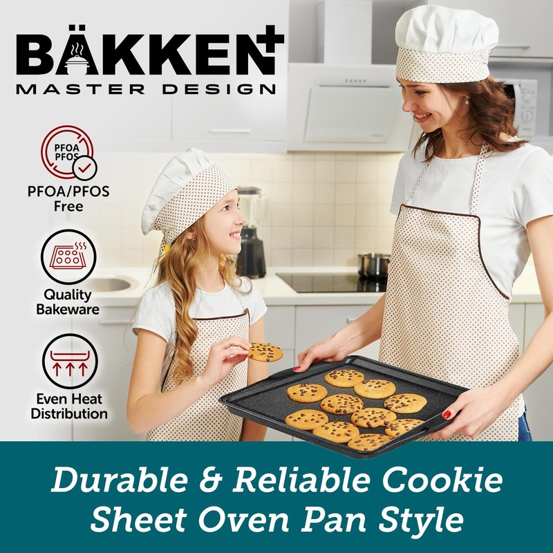 BAKKEN Cookie Sheets for Baking Nonstick Set - 3-Piece Stackable