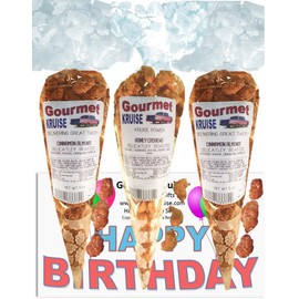 Happy Birthday Series Almonds Cinnamon Roasted And Honey Salted Roasted Cashews (NET WT 14.5 OZ) (Pack of 3) In 1 Box Gourmet Kruise Signature Gift Bags