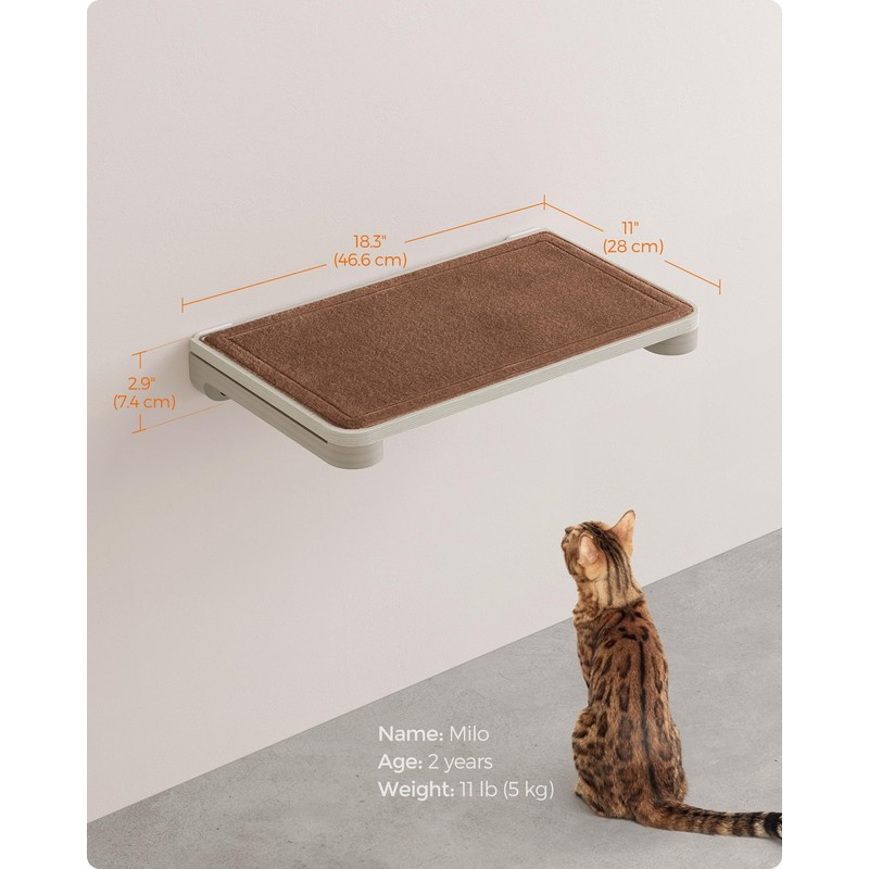 Feandrea Clickat Cat Shelf, Cat Wall Shelf, Wall-Mounted Cat Perch