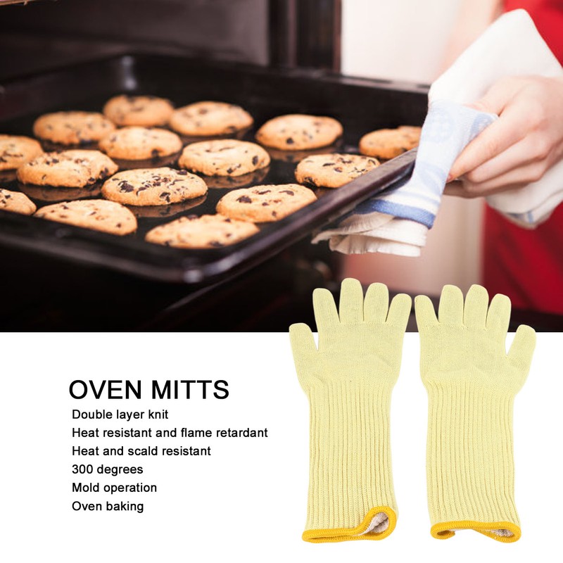 1 Pair Oven Mitts Double Layer Aramid Fiber 300℃ High