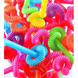 Concession Essentials Artistic 10 UNWR-300 Artistic 10 Unwrapped-300ct Bendable Neon Straws (Pack of 300)