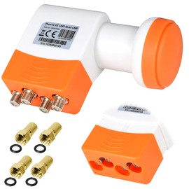 TechniSat Quad LNB Digital ► 4 Participants ► Direct Connection Universal Quattro Switch Phoenix CE UHD Full HD HDTV TV 3D 4K + Weather Protection in Set with 4 F-Connectors Gold-Plated Free