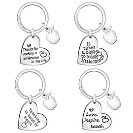 4 Pcs Teacher Appreciation Keychain Gifts Thank You Teacher Keyring Thoughtful Present for Graduation Thanksgiving Day