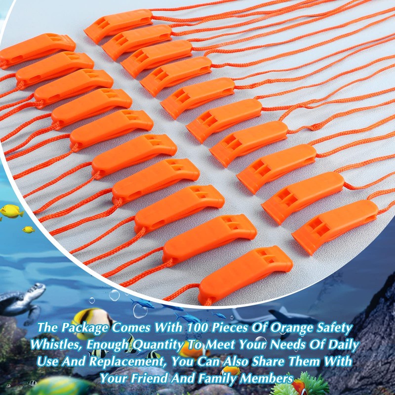 Sotiff 100 Pieces Emergency Whistles with Lanyard Safety Survival Whistles