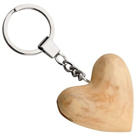 Parent 10031 Olive Wood Keyring, heart