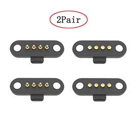 2 Pair Magnetic Pogo Pin Connector, 2P/3P/4P/5P 12V 1A Patch Pogopin Magnetic Connector Male+Female 2.5MM Through Holes Spring Loaded Connectors DC Power Probe Connector (4Pin)