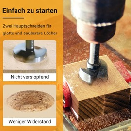 TOOLMAYS Forstner Drill Bit Set 5 Pieces for Wood Diameter 15/20/25/30/35 mm, Length 90 mm Wood Drill Bit Set