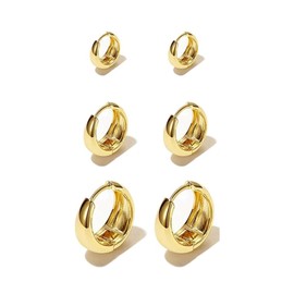 3 Pairs Gold Earrings, Simple And Stylish Gold Hoops Earrings For Women, Gold Earrings For Women, Hoop For Women, For Women Lady, Travel, Daily Wearing Or Attending Banquets, Multiple Piercings