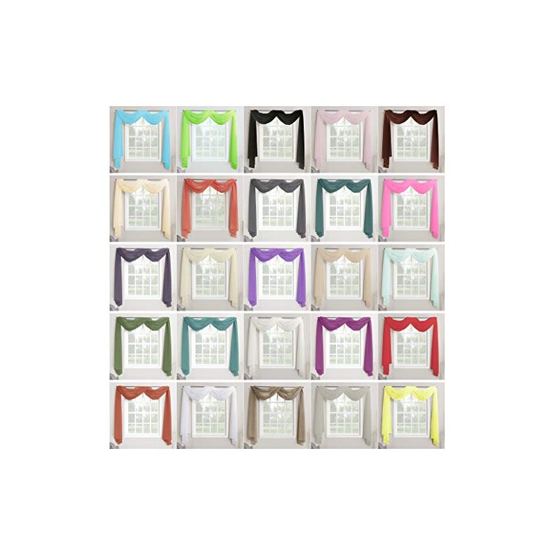 Megachest TAILORED VOILE WINDOW SCARF PELMET 26 color choices (dark
