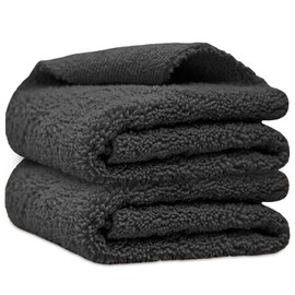 Towelogy Multipurpose Microfibre Car Cleaning Cloths Edgeless for Auto Finishing Detailing Polishing Washing and Drying 40x40cm (Grey, 2)