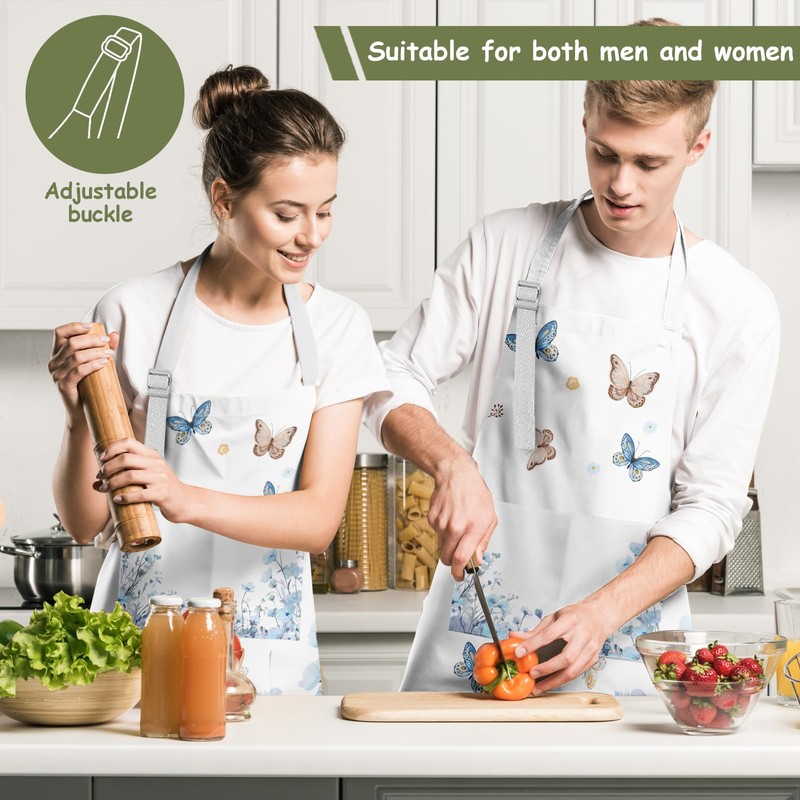 ECZOIL Waterproof Cooking Apron Adjustable with 2 Pockets for Kitchen
