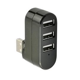 OUQYLG Divisor USB de 3 puertos, mini concentrador USB, 3 puertos USB compacto, portátil, giratorio, base USB [90 °/180 ° de rotación] para unidad flash móvil, HDD PC, portátil y más, color negro