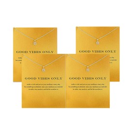 Collar de trébol de la amistad del río Hundred con elefante de buena suerte y unicornio, con tarjeta de mensaje y tarjeta de regalo (paquete de 4)