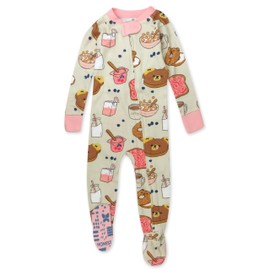HonestBaby Unisex Kid's Non-Slip Footed Pajamas One-Piece Sleeper Jumpsuit Zip-Front PJs 100% Organic Cotton for Baby Boys, Beary Breakfast