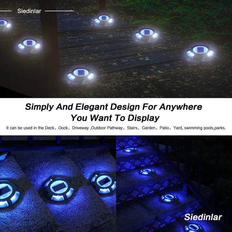 Siedinlar Solar Deck Lights Driveway Dock Light LED Solar Powered