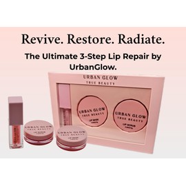 UrbanGlow 3-Piece Lip Care Set – Exfoliate, hydrate & repair dry lips with sugar scrub, overnight mask & lip oil. Peach & Strawberry flavor for smooth, soft, plump lips. (pink strawberry, Regular)