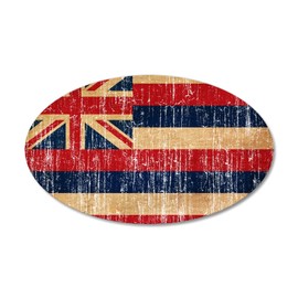 CafePress Hawaii Flag 20"x12" Oval Wall Decal, Vinyl Wall Peel, Reusable Cling